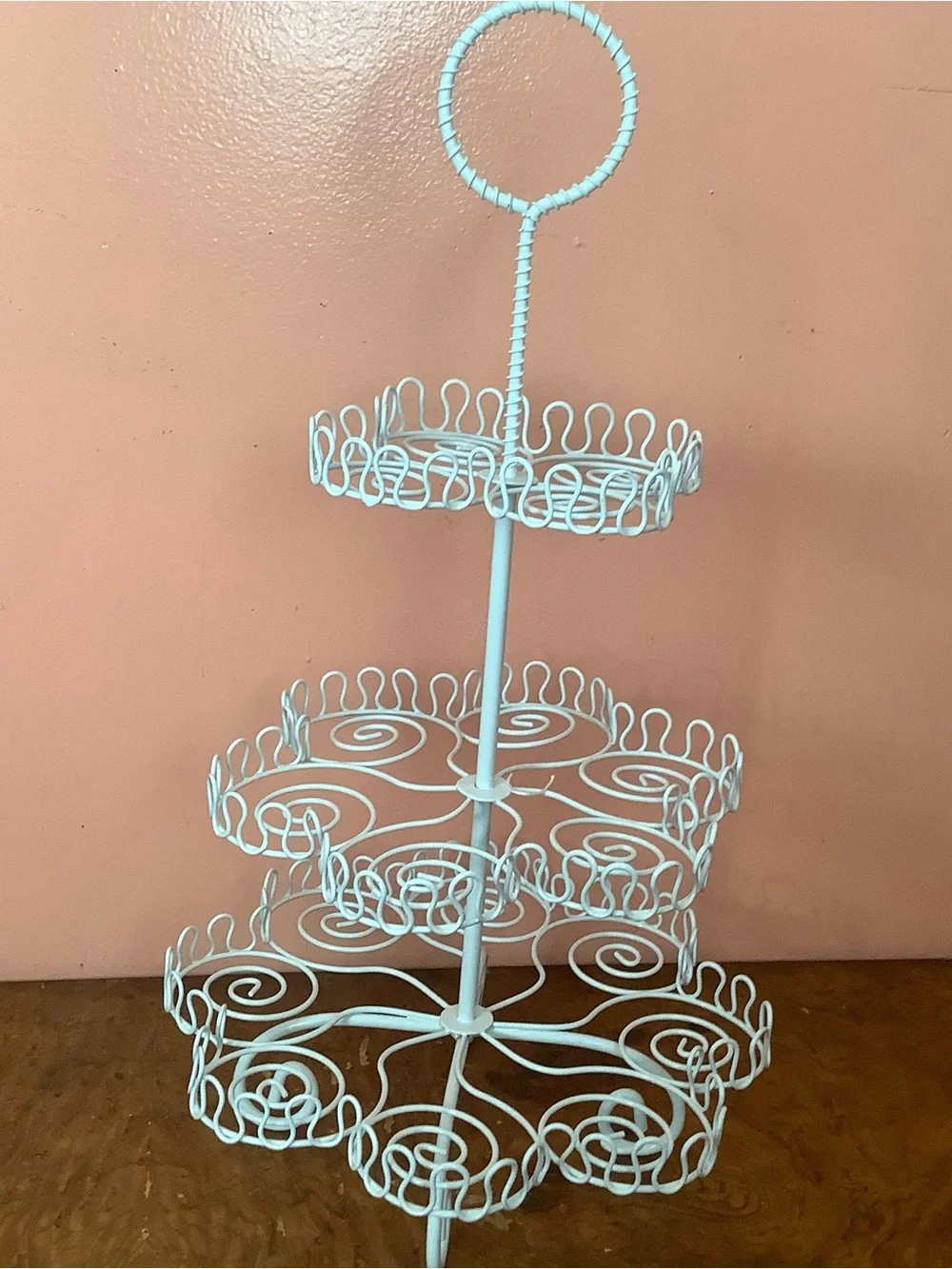 3 Tier Cupcake Muffin Tree Stand Display Holds 18 White Metal Design 20 X 11